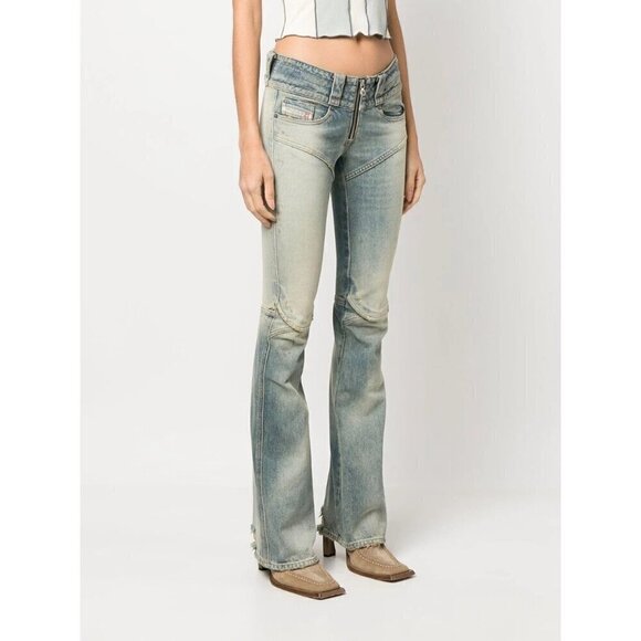 Diesel Denim - Diesel Belthy Bootcut Flare Low Rise Jeans in Blue 28 Womens Denim Pants